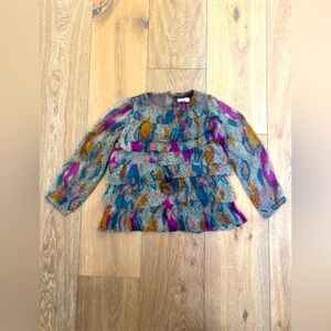 Little Girls Silk Ruffle Blouse Sz 6